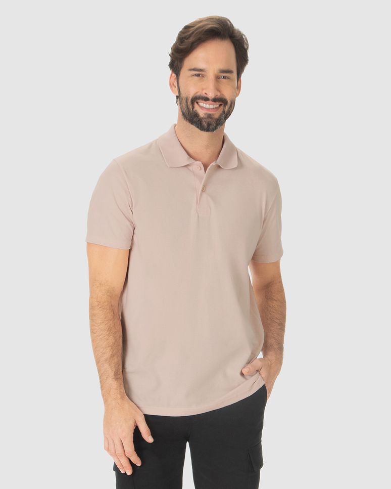 Camisa Polo Básica Masculina Peitilho Frontal Em Algodão