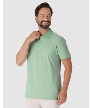 Camisa Polo Básica Masculina Gola Retilínea Em Piquet Stretch