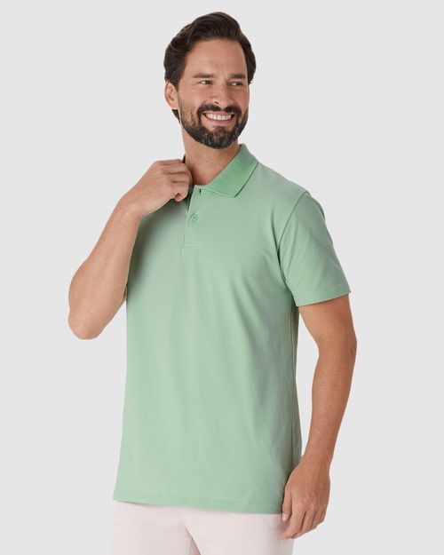 Camisa Polo Básica Masculina Gola Retilínea Em Piquet Stretch
