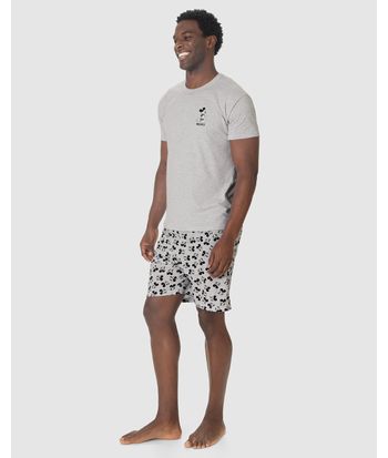 Pijama Curto Masculino Mickey Mouse Em Algodão