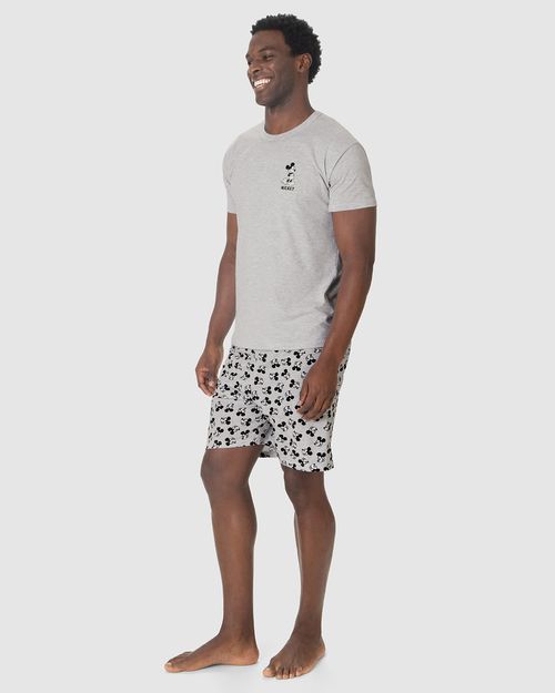 Pijama Curto Masculino Mickey Mouse Em Algodão