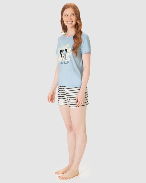 Pijama Feminino Mickey Is That The Time Em Algodão