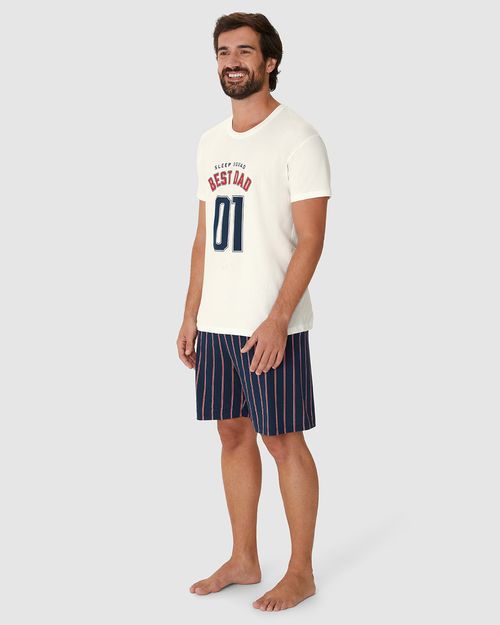 Pijama Curto Masculino Sleep Squad Best Dad Em Algodão