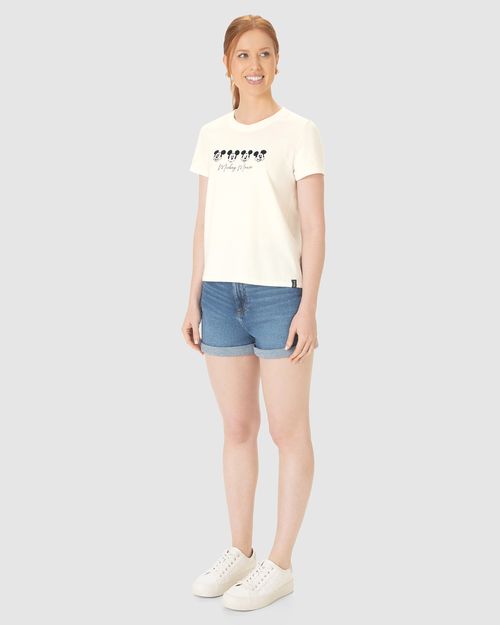 Camiseta Feminina Estampa Frontal Mickey Mouse Em Algodão