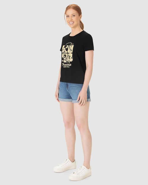 Camiseta Feminina Mickey Friendship Crew Inc. Em Algodão
