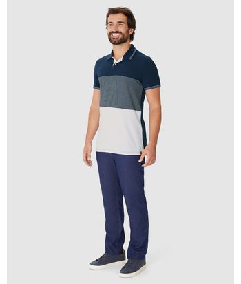 Camisa Polo Masculina Slim Bicolor Em Piquet Stretch