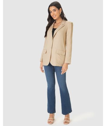 Blazer Feminino Com Bolso Frontal Em Viscolinho