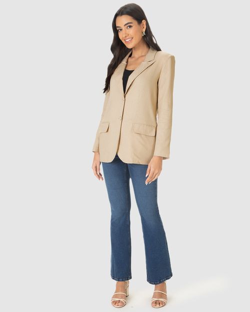 Blazer Feminino Com Bolso Frontal Em Viscolinho