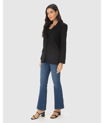 Blazer Feminino Com Bolso Frontal Em Viscolinho