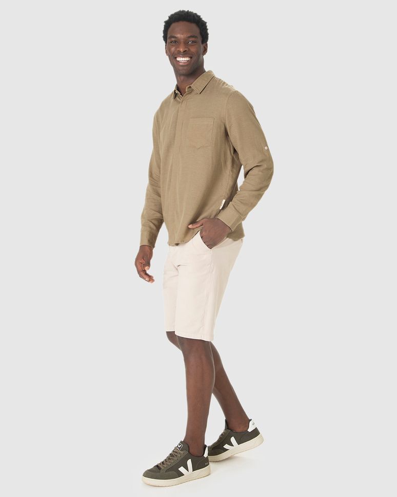 Camisa Masculina Regular Manga Longa Em Viscolinho