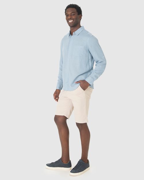 Camisa Masculina Regular Manga Longa Em Viscolinho
