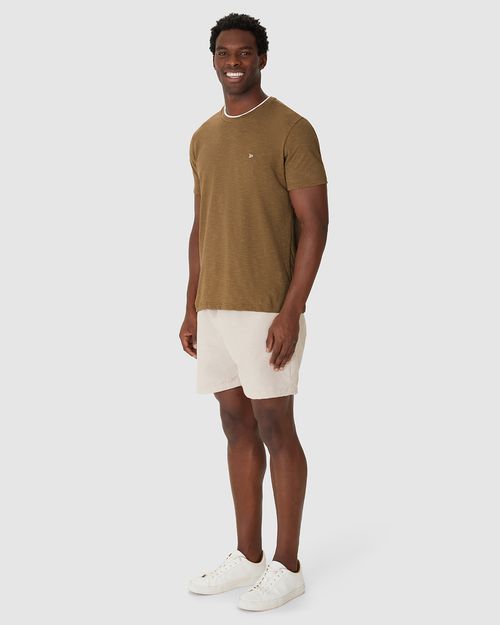 Camiseta Básica Masculina Decote Retilínea Em Malha Listrada Eco