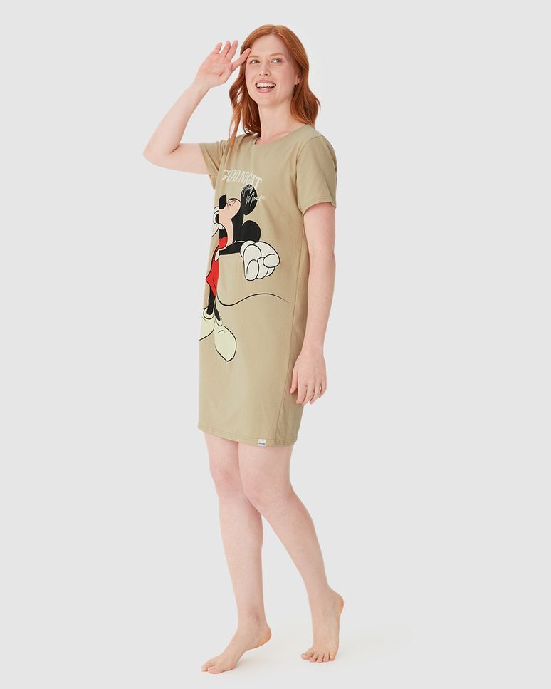 Camisola Feminina Mickey Good Night Em Malha Algodão