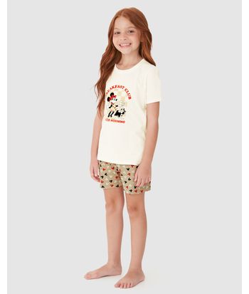 Pijama Infantil Menina Mickey Breakfast Club Em Algodão Malwee Kids