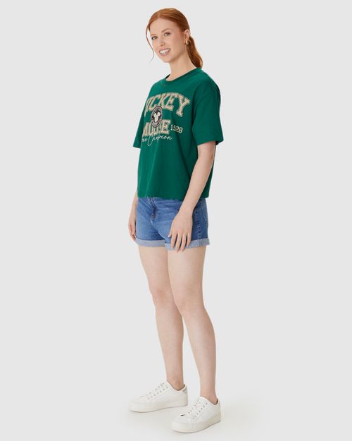 Camiseta Boxy Feminina Mickey True Champion Em Algodão