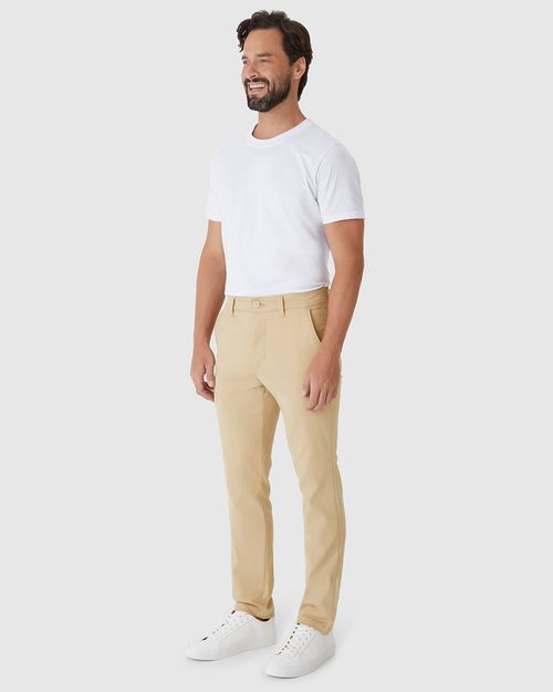 Calça Masculina Chino Bolso Funcional Em Sarja Com Elastano