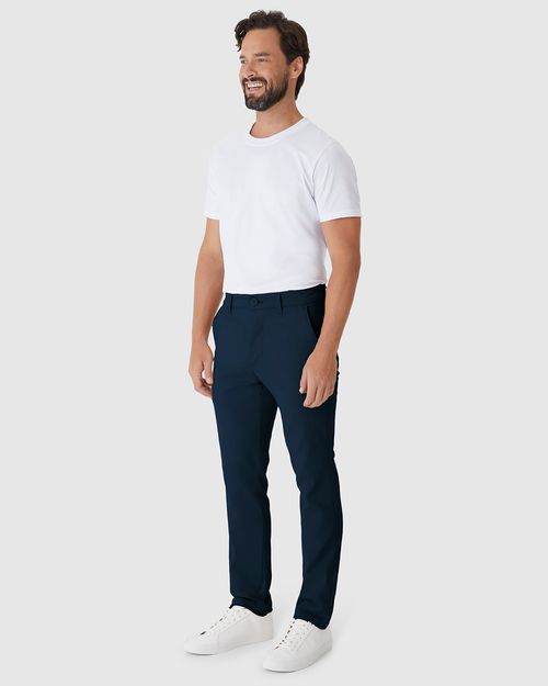 Calça Masculina Chino Bolso Funcional Em Sarja Com Elastano