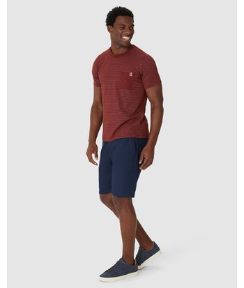 Camiseta Masculina Bolso Peitoral Em Moletinho Listrado