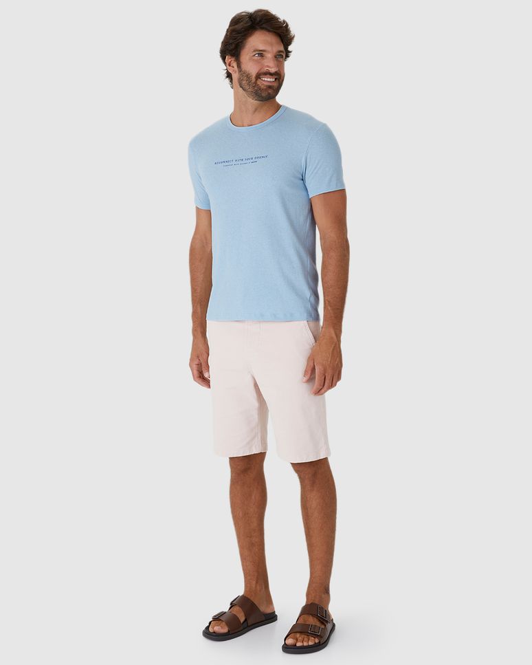 Camiseta Masculina Estampa Frontal E Costas Em Malha Linho