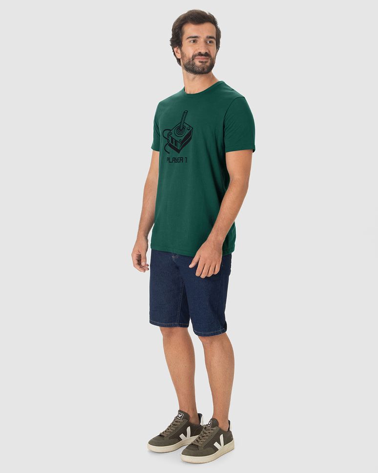 Camiseta Masculina Estampa Player 1 Em Algodão