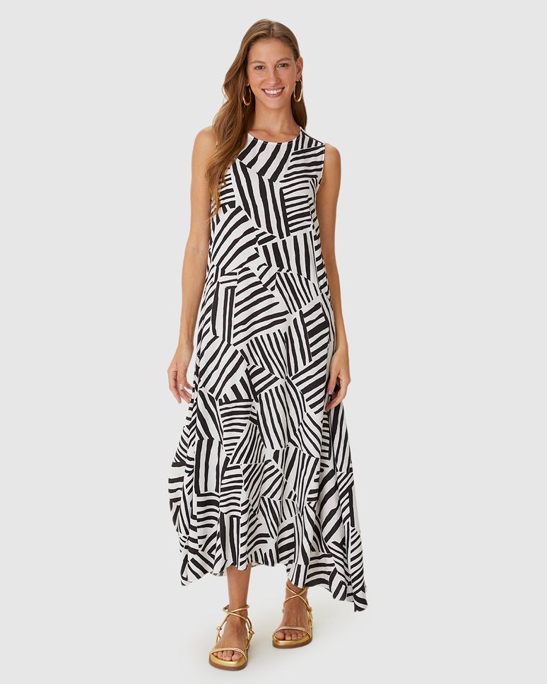 Vestido Midi Feminino Bolso Funcional Em Viscolinho Texturizado