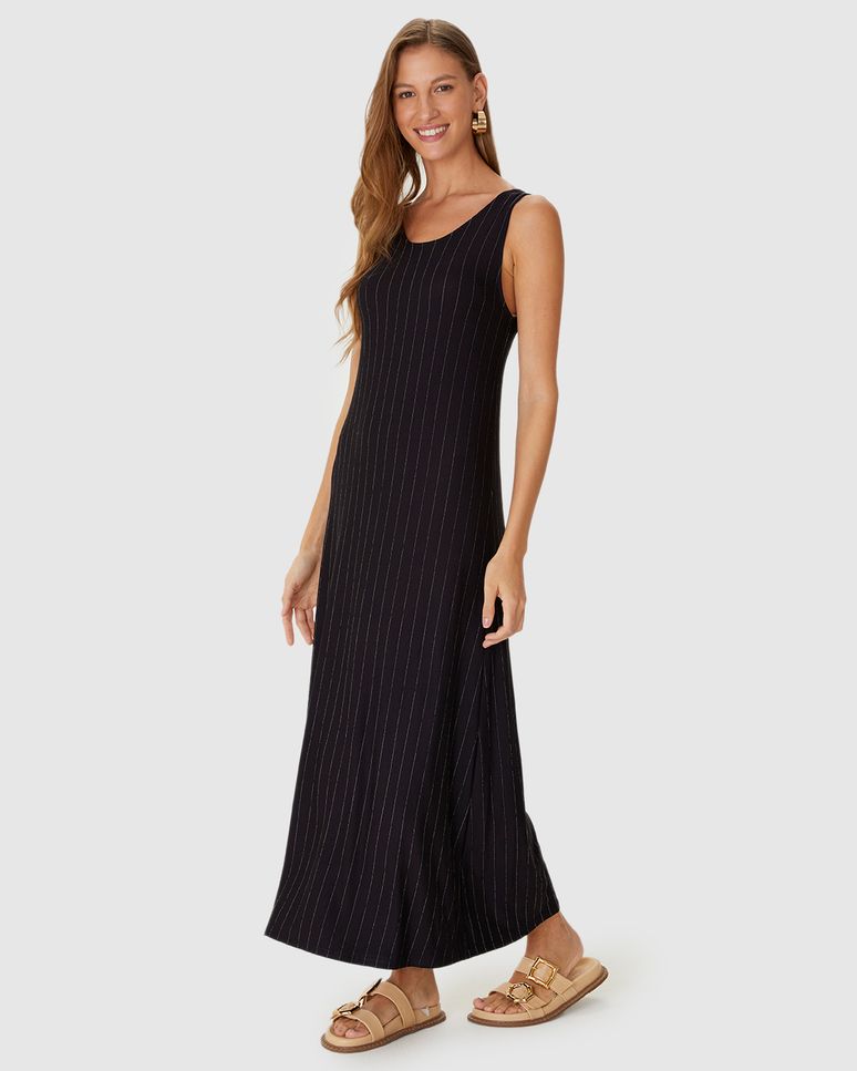 Vestido Midi Feminino Amplo Em Malha Viscose Texturizada