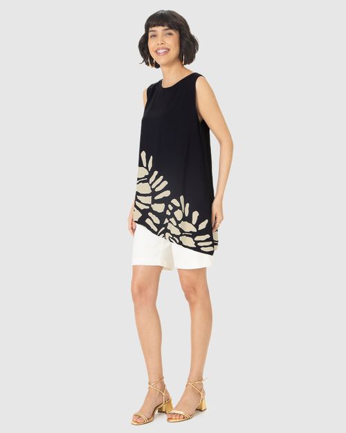 Regata Feminina Estampada Assimétrica Em Viscose