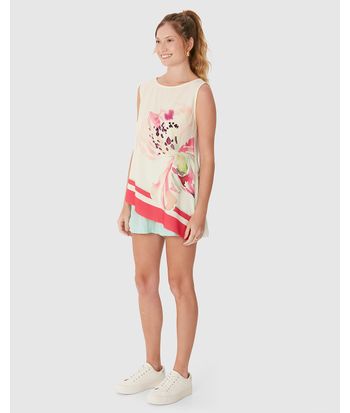 Regata Feminina Estampada Assimétrica Em Viscose