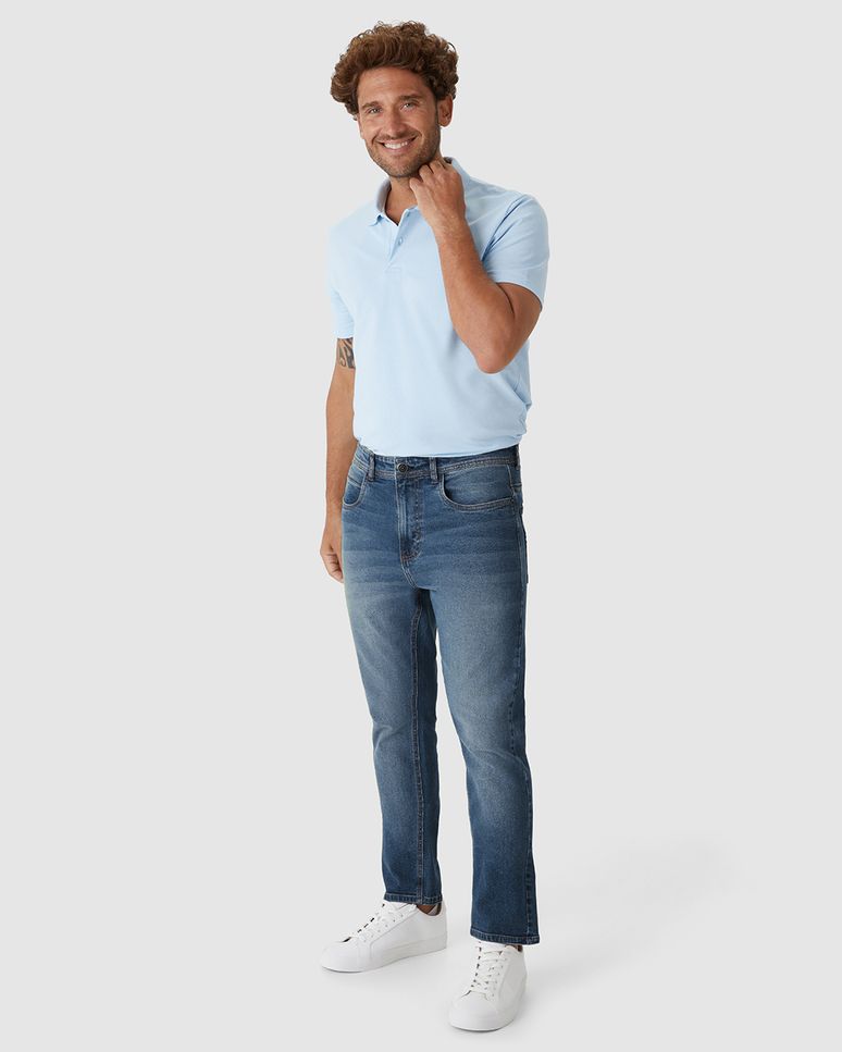 Calça Masculina Slim Cropped Em Jeans Com Elastano