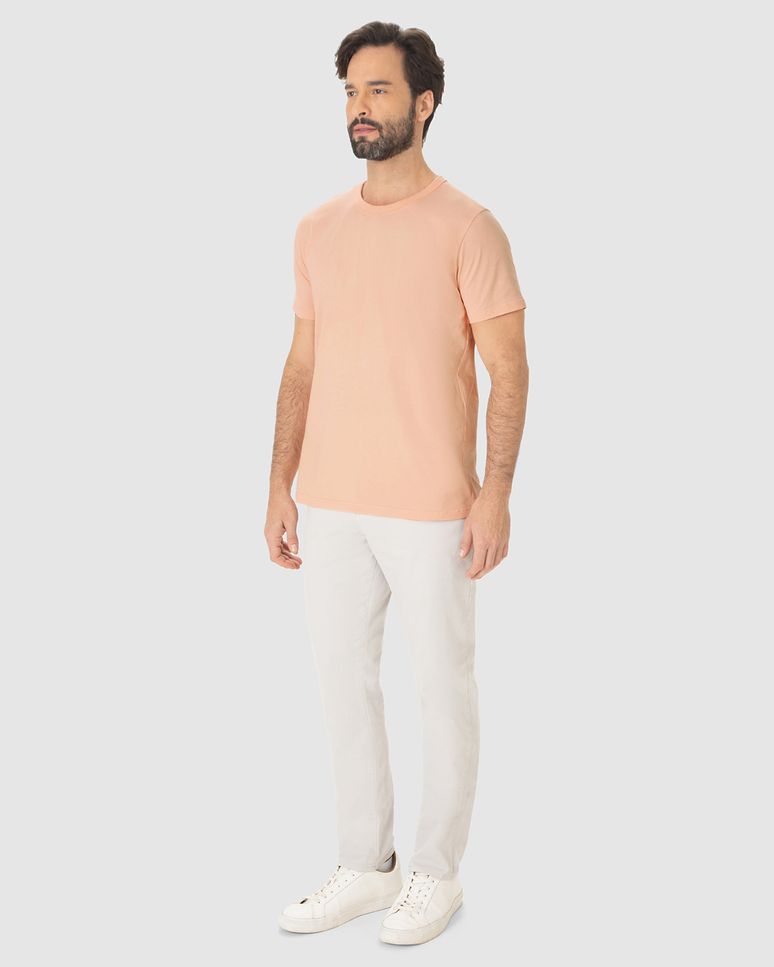 Camiseta Essencial Masculina Slim Decote Redondo Em Algodão