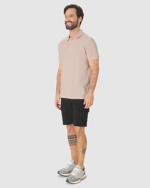 Camisa Polo Básica Masculina Peitilho Frontal Em Algodão