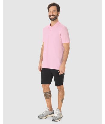 Camisa Polo Básica Masculina Gola Retilínea Em Piquet Stretch