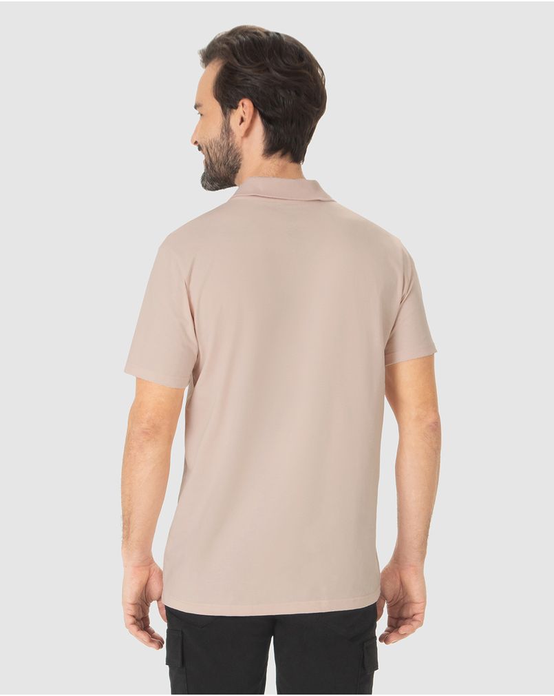 Camisa Polo Básica Masculina Peitilho Frontal Em Algodão ROSA - Malwee