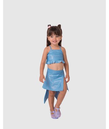 Biquíni Infantil Menina Saia Cauda Sereia Em Malha Glitter UV50+ Malwee Kids