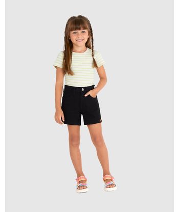 Shorts Infantil Menina Cintura Elástico Ajustável Em Sarja Stretch Malwee Kids