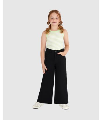Calça Infantil Menina Wide Leg Cintura Ajustável Em Sarja Stretch Malwee Kids