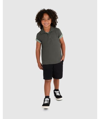 Bermuda Infantil Menino Cadarço Frontal Em Sarja Com Elastano Malwee Kids