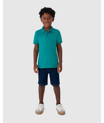 Bermuda Infantil Menino Cintura Elástico Ajustável Em Jeans Moletom Malwee Kids
