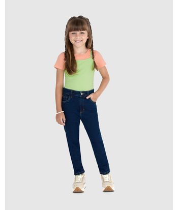 Calça Infantil Menina Skinny Cintura Ajustável Em Jeans Moletom Malwee Kids