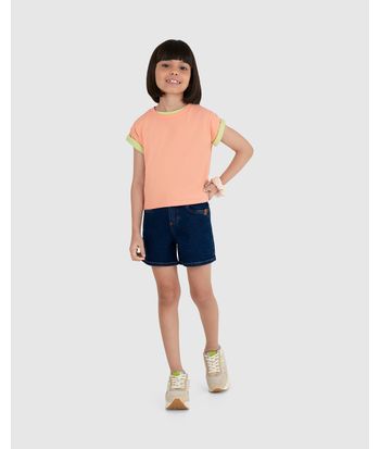 Shorts Infantil Menina Comfort Cintura Média Em Jeans Moletom Malwee Kids