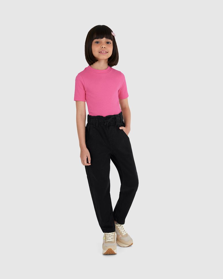 Calça Infantil Menina Slouchy Cadarço Frontal Em Sarja Stretch Malwee Kids