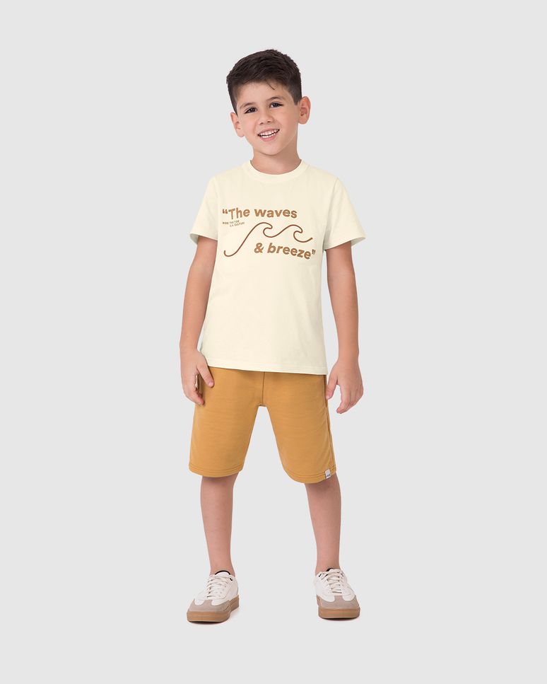 Conjunto Infantil Menino Camiseta The Waves & Breeze Em Algodão Malwee Kids