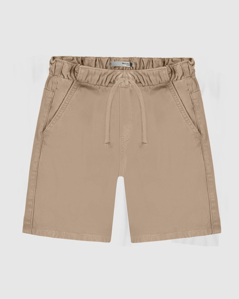 Bermuda Infantil Menino Cadarço Frontal Em Sarja Com Elastano Malwee Kids