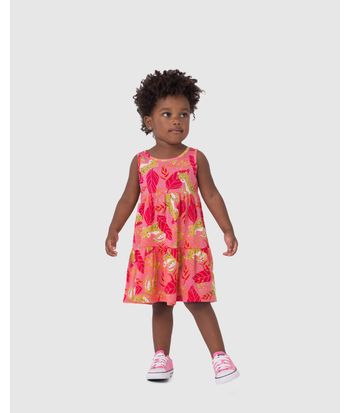 Vestido Infantil Marias Estampa Onças Em Algodão Malwee Kids