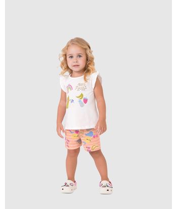 Pijama Curto Infantil Menina Amo Frutas Em Algodão Malwee Kids
