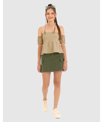 Blusa Menina Ciganinha Em Malha Canelada Listrada Malwee Kids