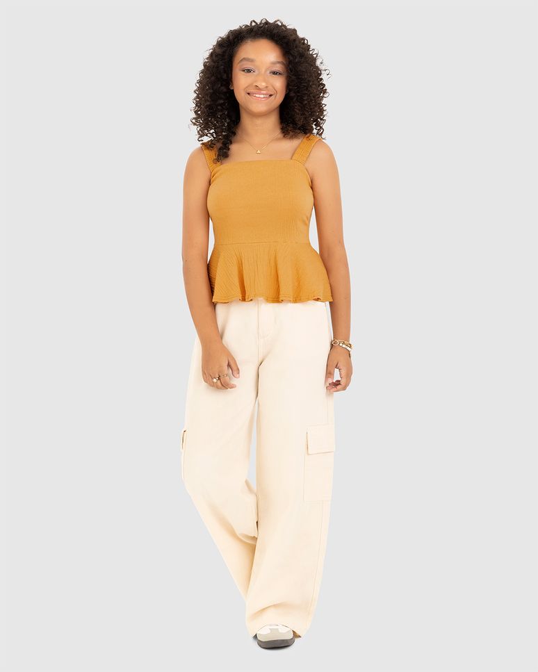 Regata Menina Peplum Em Malha Texturizada Malwee Kids