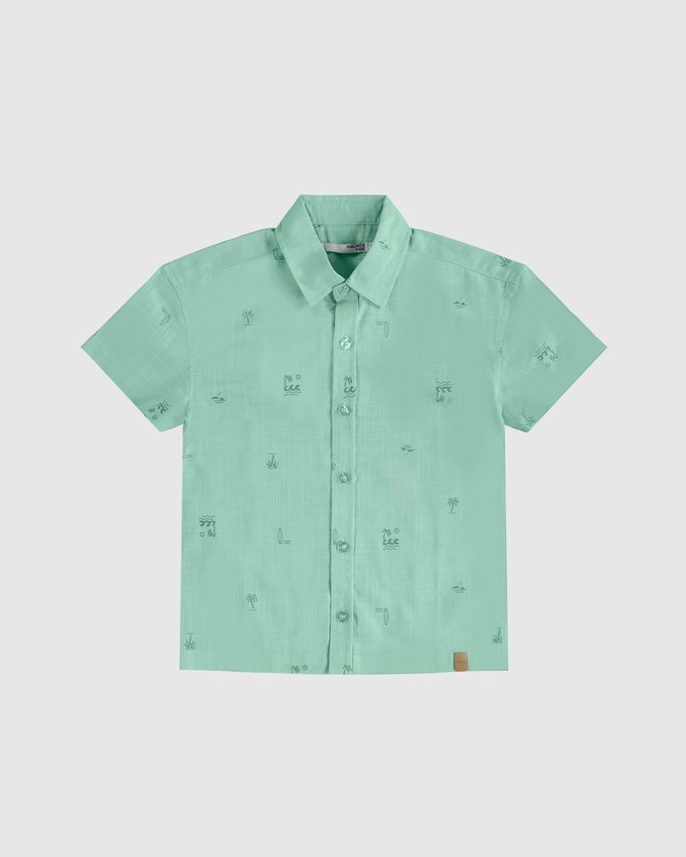 Camisa Infantil Menino Manga Curta Em Algodão Texturizado Malwee Kids