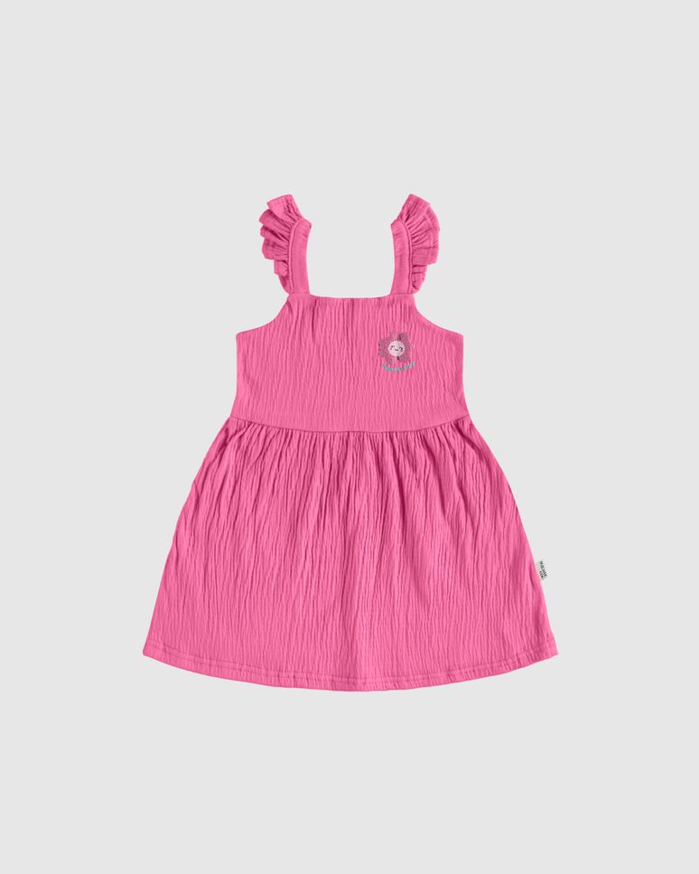 Vestido Infantil Pequena Flor Alça Babado Em Malha Texturizada Malwee Kids
