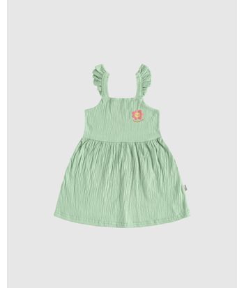Vestido Infantil Pequena Flor Alça Babado Em Malha Texturizada Malwee Kids